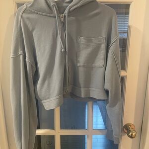 Aerie Light Blue Cropped Hoodie